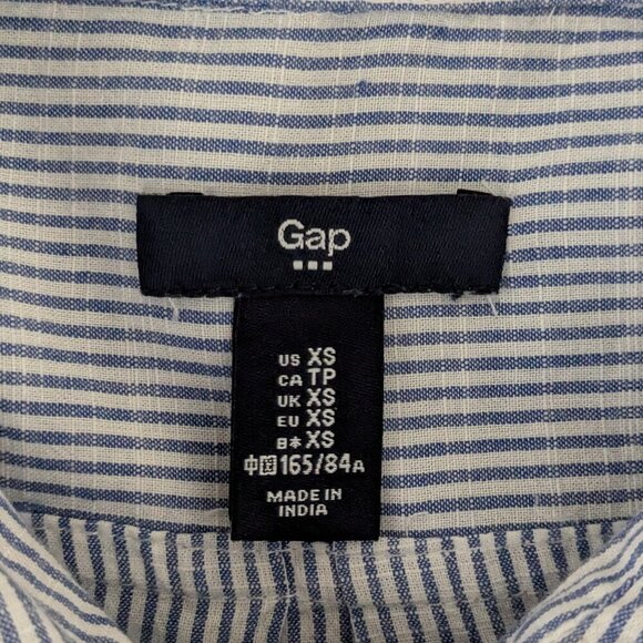 GAP Blue Oxford Striped Long Sleeve Pullover Collared Button Shirt; Size XS - Picture 4 of 4